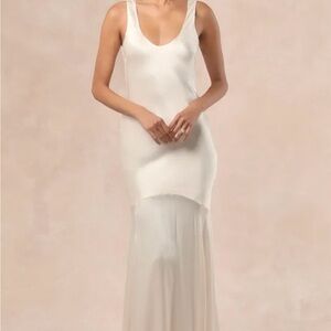 Love All of Me Champagne Satin Maxi Dress